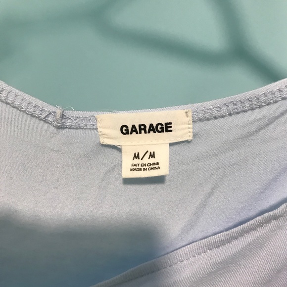 Garage Light Blue Cold Shoulder Ribbon Strap Top - Picture 5 of 8